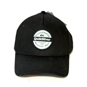 Quiksilver Black Trucker Hat Cap Original Surf Co Mountain Wave Patch Snapback